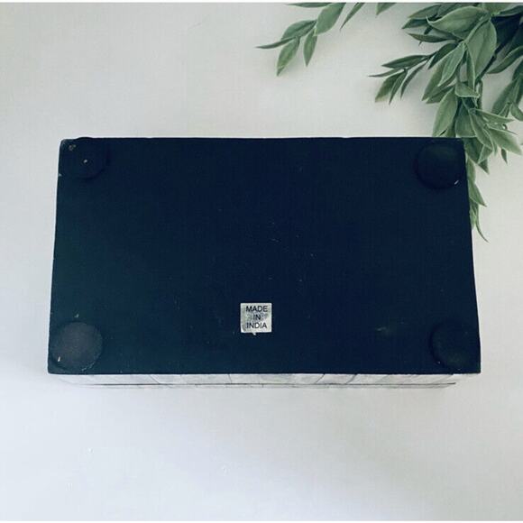 Gray And White Rectangle Box Bone Inlay Modern Design Hand Crafted Made In India - Picture 5 of 8